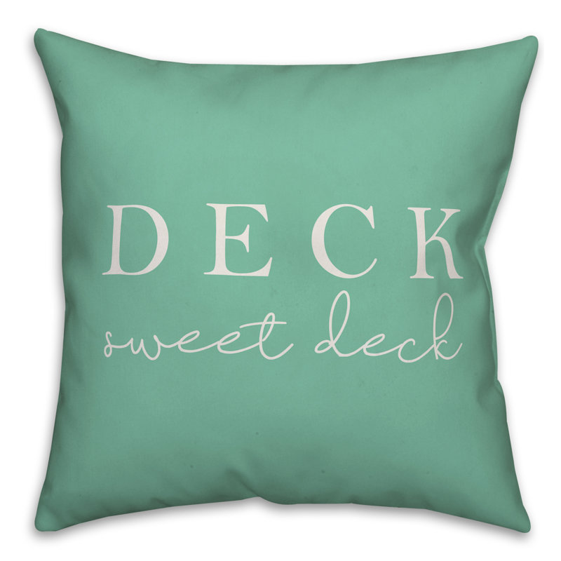 Textual Outdoor Throw Pillow, 16" H x 16" W, Mint Green