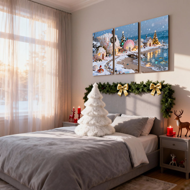 Ensemble de 3 reproductions d'art sur toile flocon de neige, H 24 po x l 48 po
