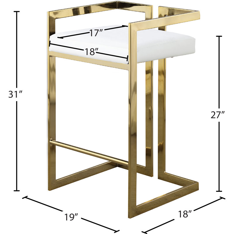 Isam Upholstered Counter Stool with Metal Frame, Gold
