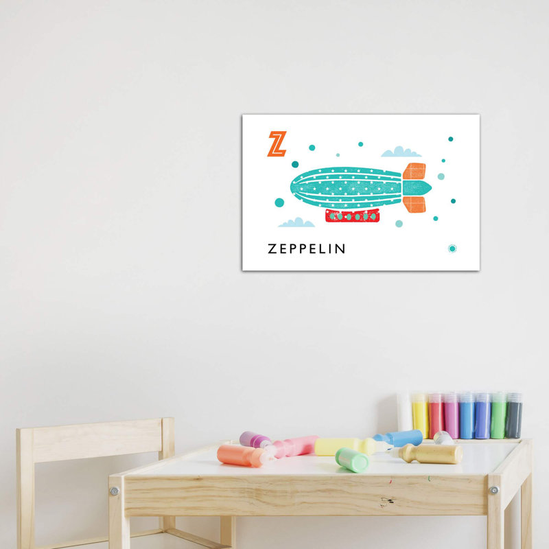 Z Is for Zeppelin - imprimé, H 26 po x l 40 po x 1,5 po, Toile tendue, Aucun mat