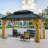 Solid Wood Patio Gazebo with Double Roof Hardtop and Curtains-96427316