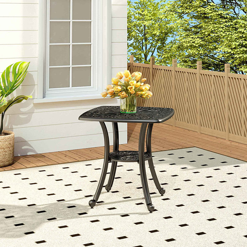 Archibald Square Metal Folding Outdoor Dining Table With Umbrella Hole , 62.5cm cm W 62.5cm cm D