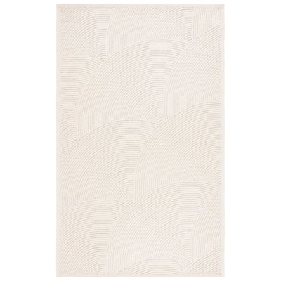 Textural Hand Tufted Wool/Cotton Geometric Rug in Ivory