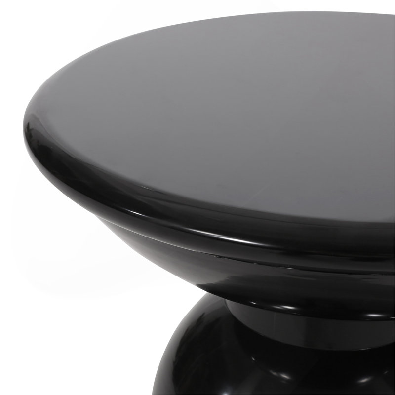 Serenita Outdoor Iron Side Tables With Flared Design, Set Of 2, Black