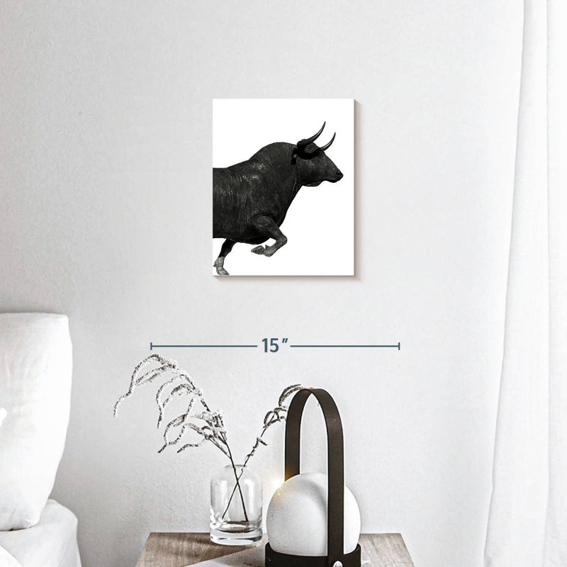 " Charging Black Bull " by Emma P, 10" H x 8" W x 1" D