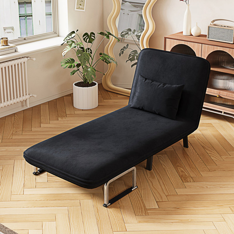 Fauteuil-lit convertible, canapé-lit à trois volets avec dossier et coussin réglables, canapé-lit de loisirs, Noir
