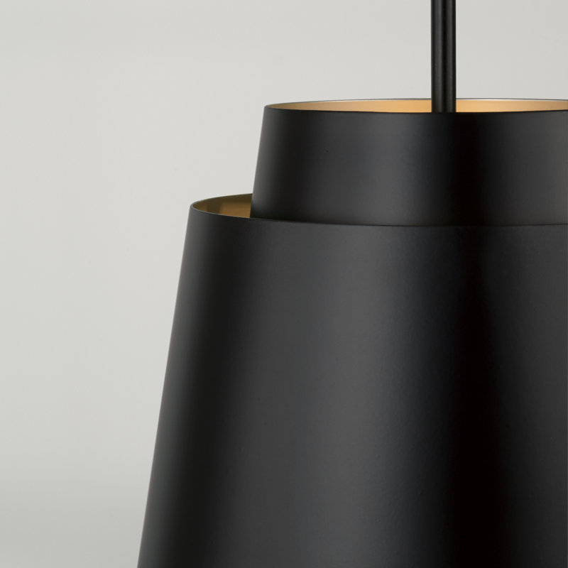 Luminaire suspendu conique à 1 lumière Pratt, Noir