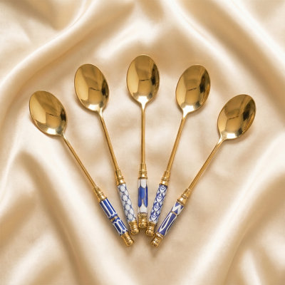 Blue Italian Teaspoons5.7" (set Of 5)