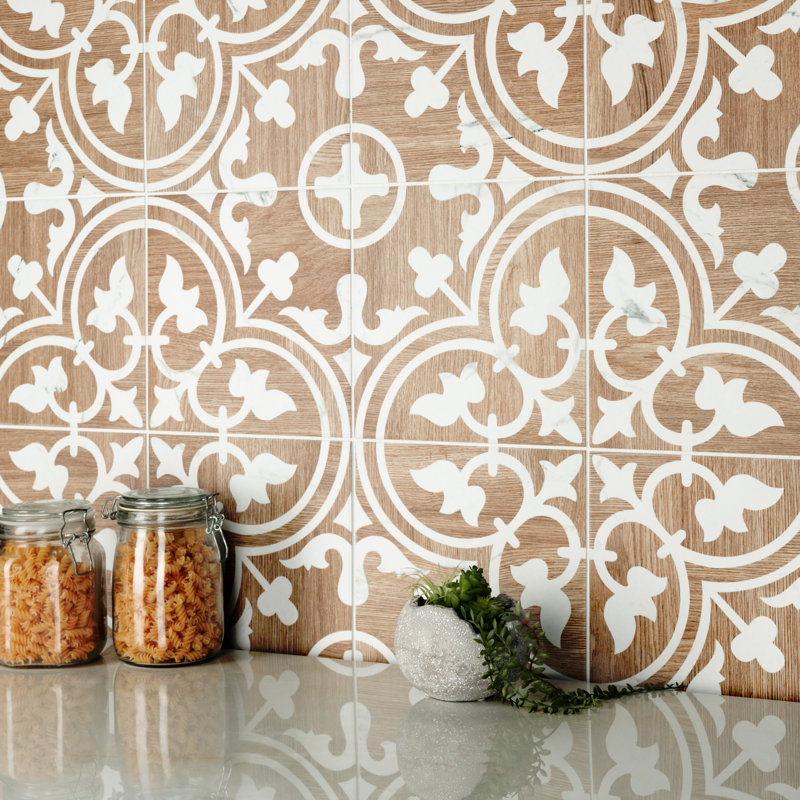 Llama Arte Loire Verso 10" x 10" Porcelain Patterned Wall & Floor Tile, Brown