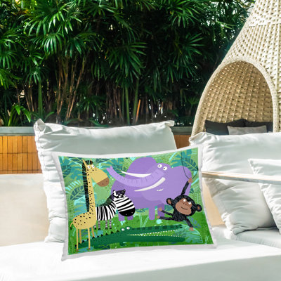 Coussin d'extérieur imprimé Fun Jungle Animals par Carla Daly