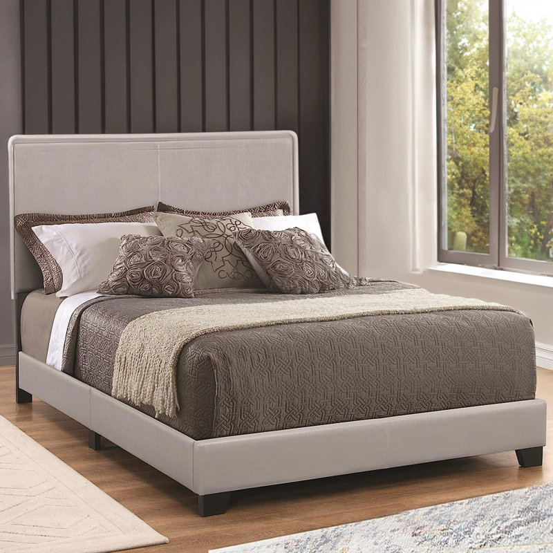Mielke Vegan Leather Standard Bed, Gray, Twin