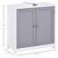 Armoire de salle de bain sous l'évier, avec creux en forme de U. Blanc et gris. Augmente le rangement. Tablette réglable. Fabrication robuste. H 23,5 po x P 11,88 po.