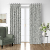 Paisley Seafoam Cotton Pinch Pleat Drapery Panel Set of 2