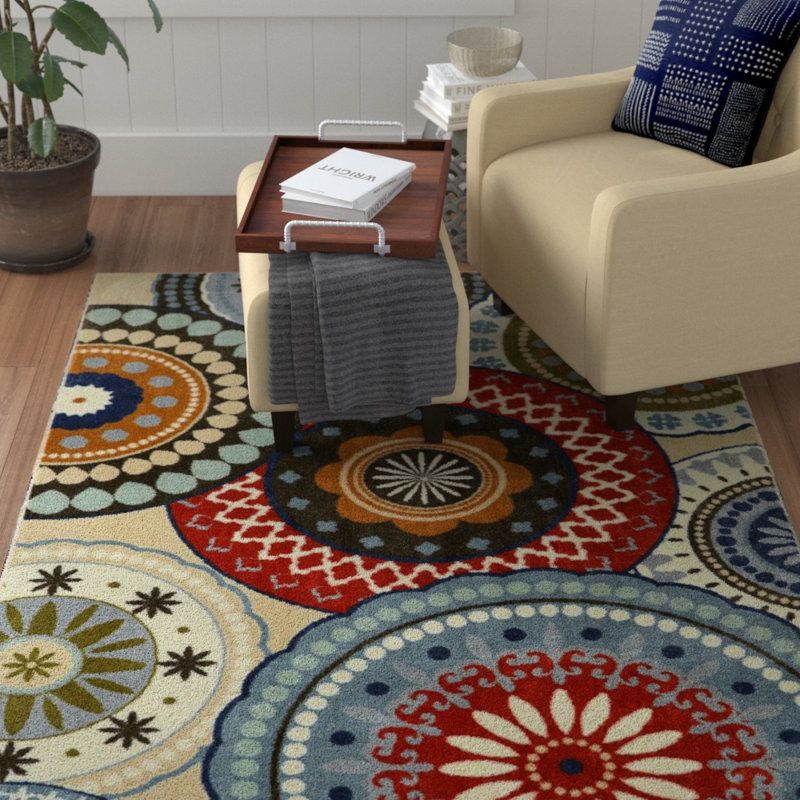 Tapis bleu clair / brun Asherman, Rectangle 5 pi x 8 pi