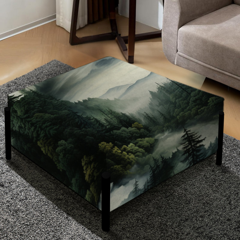 Misty Forest Moody Patterns - Grand repose-pieds carré abstrait
