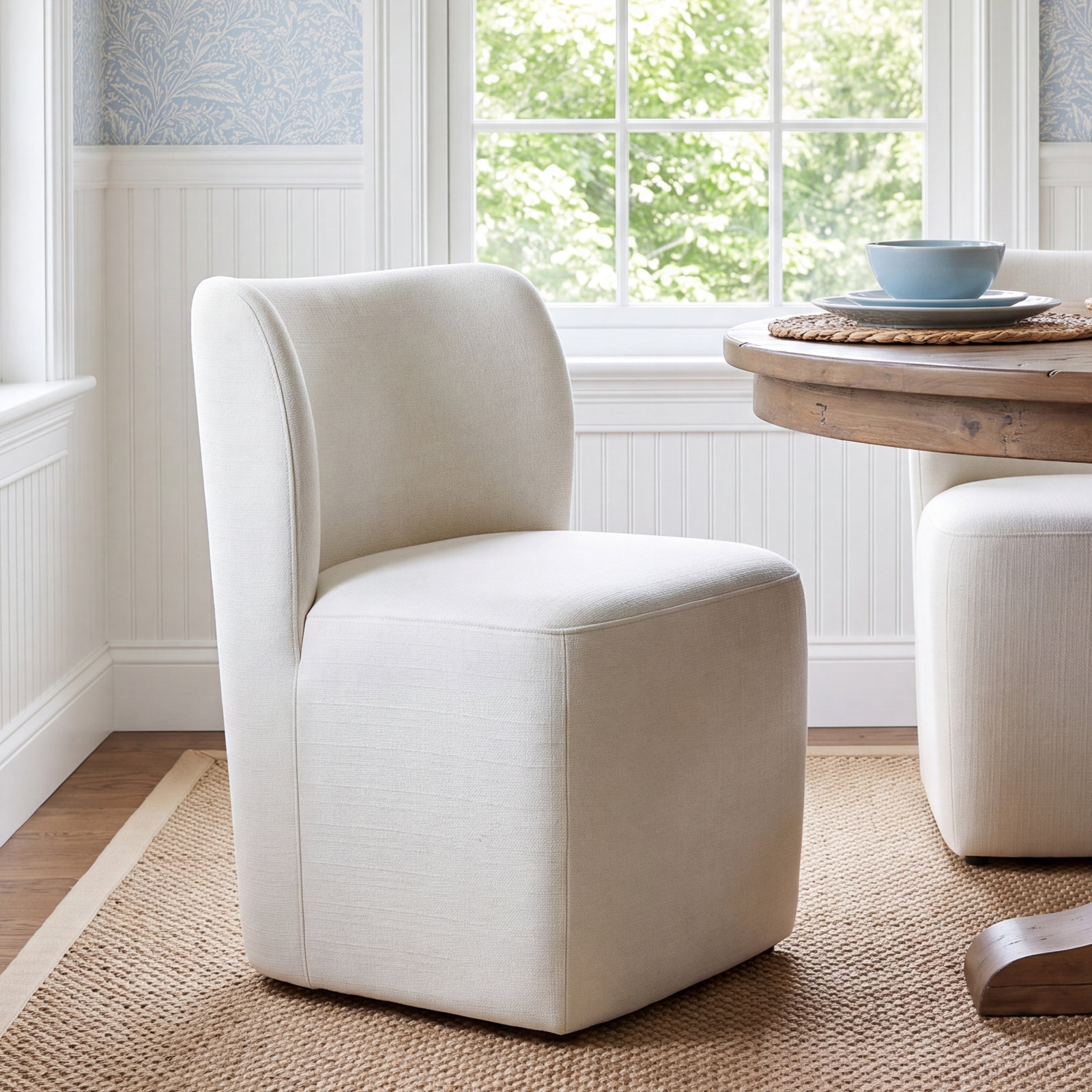 Madie Upholstered Dining Chair, Effie Linen Performance Linen