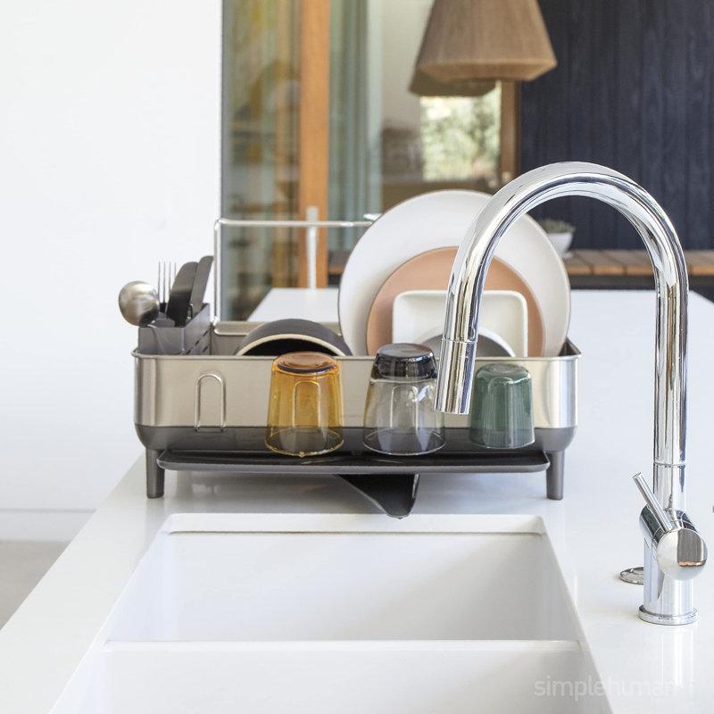 Égouttoir à vaisselle moderne en acier inoxydable avec support pour verres à vin