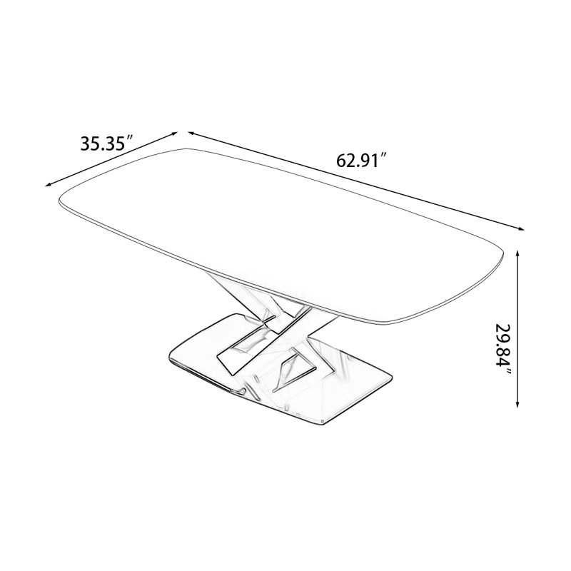 Table de salle à manger moderne en pierre supercristalline avec base en métal en forme de X