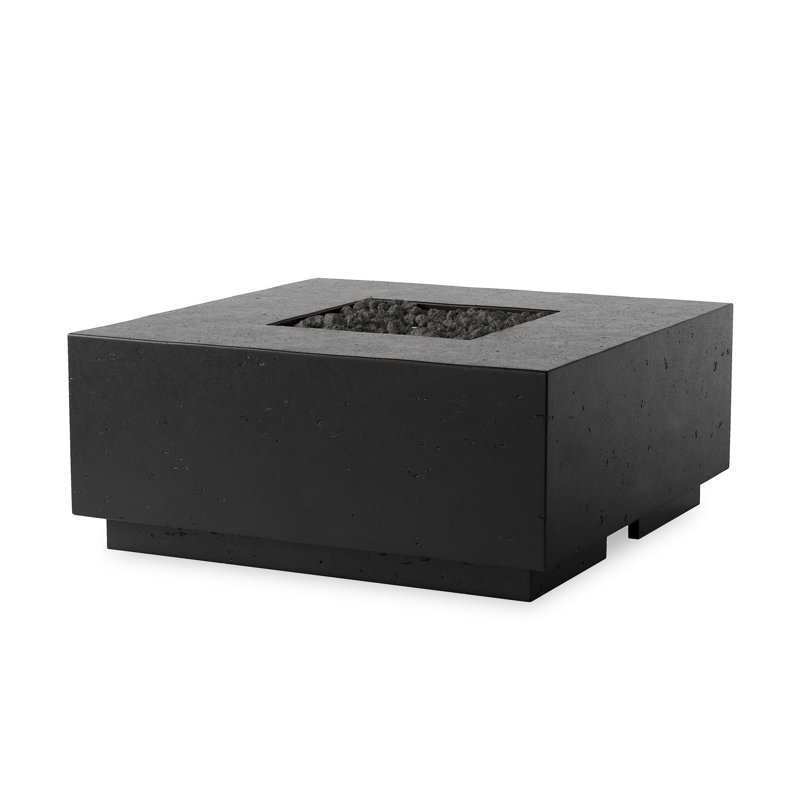Donovan Outdoor 42" Concrete Natural Gas Fire Pit Table, Textured Ebony