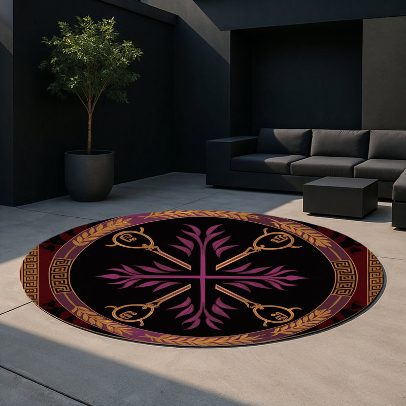 Chateau Bloom Indoor And Outdoor Area Rug, Round 5'