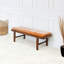 Banc en cuir brun clair Maddox Mid-Century