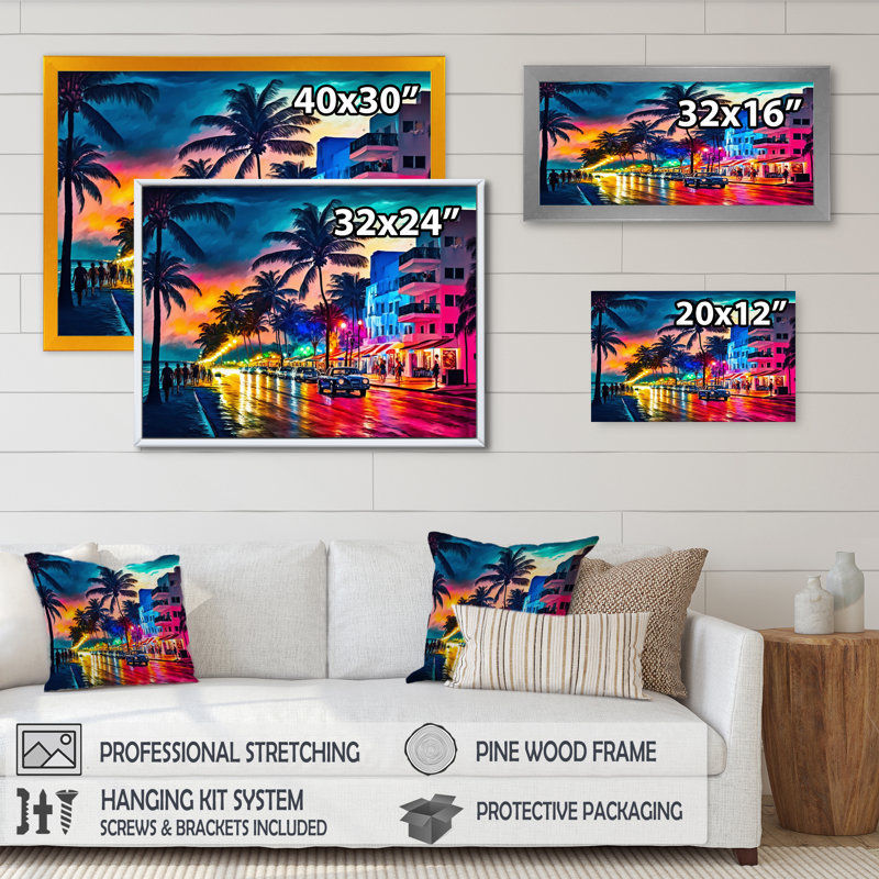 «Miami Beach Holidays 3 Architecture», impressions sur toile Miami, Toile tendue, H 12 po x l 20 po x P 1 po