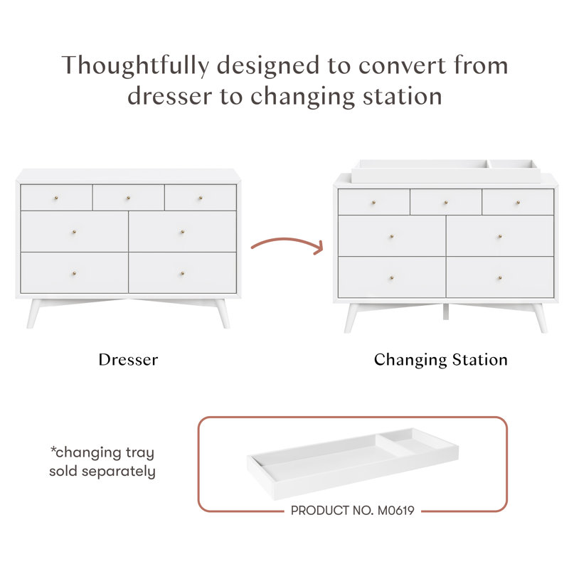 Palma 7-Drawer Assembled Double Dresser, White