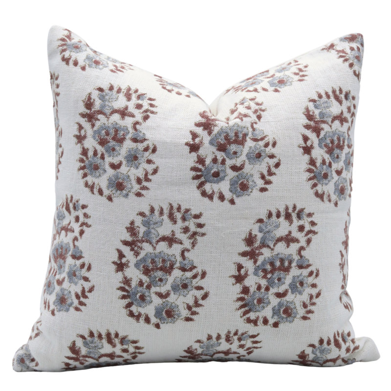 Housse de coussin en tissu imprimé floral Fabhibine, H 20 po x l 20 po, Anar floral 1, Carré