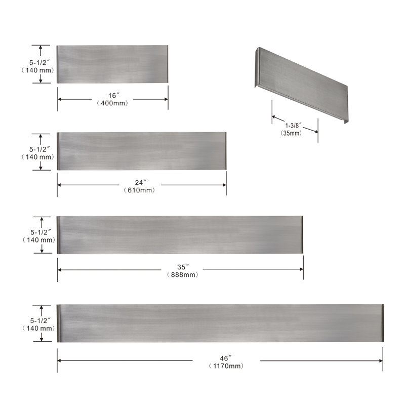 Applique murale longue linéaire encastrée Foline, Aluminum, 5,5 po x 35 po x 1,3 po