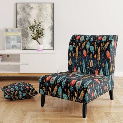 Motif éclectique Nomad Boho - Fauteuil de chambre rembourré Boho, fauteuil d'appoint à motif cachemire