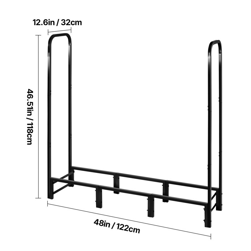 Support à bois de chauffage de 4 pi avec couvercle imperméable, rangement pour cordon de 1/4 po, fer à repasser robuste, pour cour arrière et support de porche extérieur, 600d, base large renforcée
