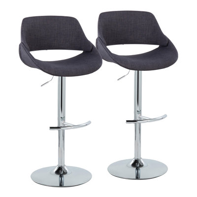 Najrin Adjustable Upholstered Bar Stool with Rounded T Footrest (Set of 2)