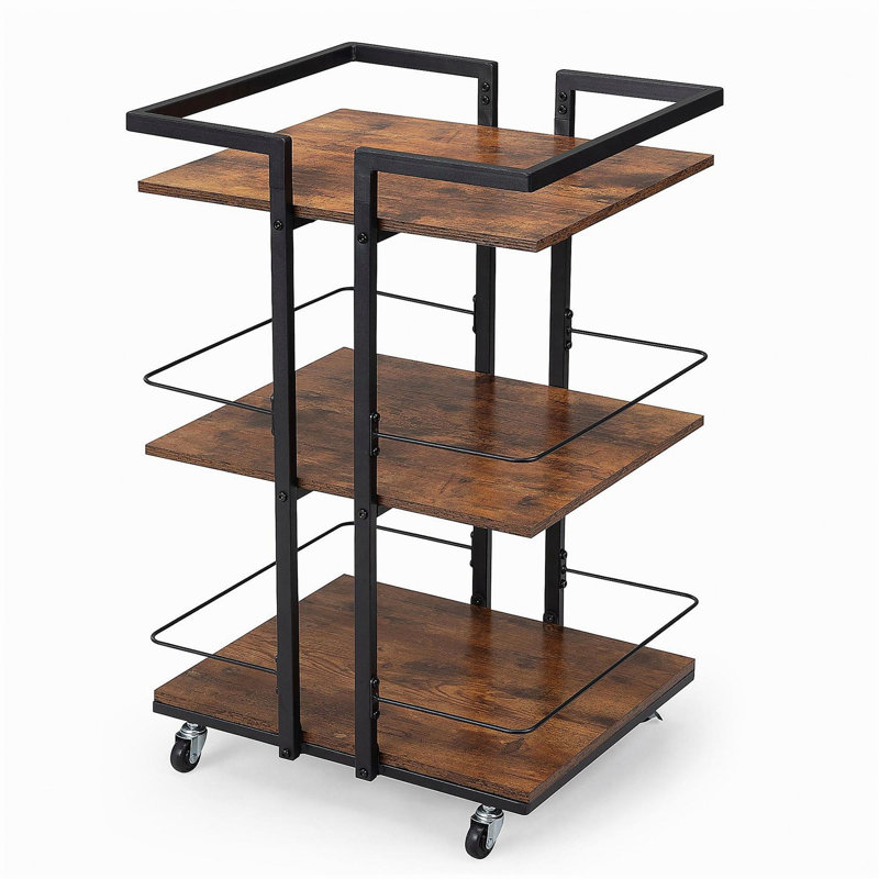 Multi-tier Salon Cart with Universal Wheels and Iron Rail
