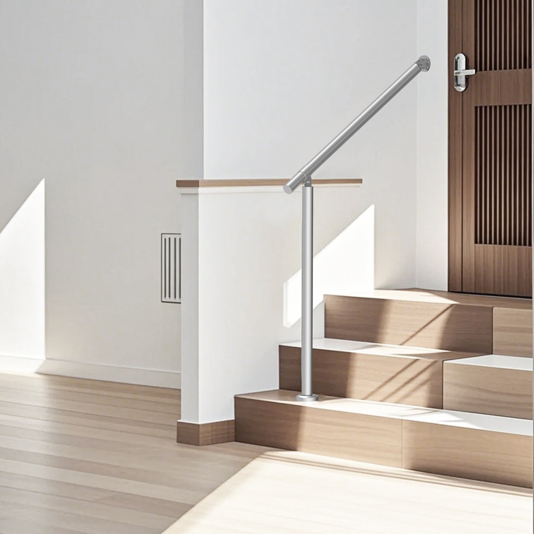 Handrails for Outdoor Steps, 47.3in / 120cm Deck Railing Kit Wall Floor Mounted, Railings for Outside Steps with Installation Kit, Hand Rails for Seni