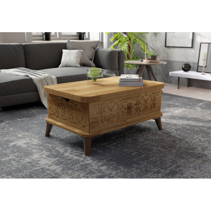 Lift Top Extendable Frame Coffee Table with Storage, Brown