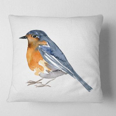 Vintage Orange Bird - Traditional Printed Throw Pillow