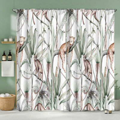 Ensemble de 2 rideaux de douche à motif animaux de la forêt de 72 pouces x 72 pouces avec animaux sauvages