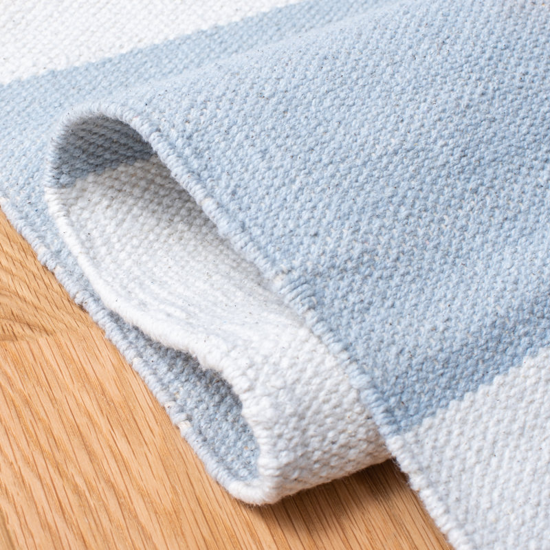 Tapis rayé bleu ciel / ivoire Brookvale, Rectangle 12 pi x 15 pi
