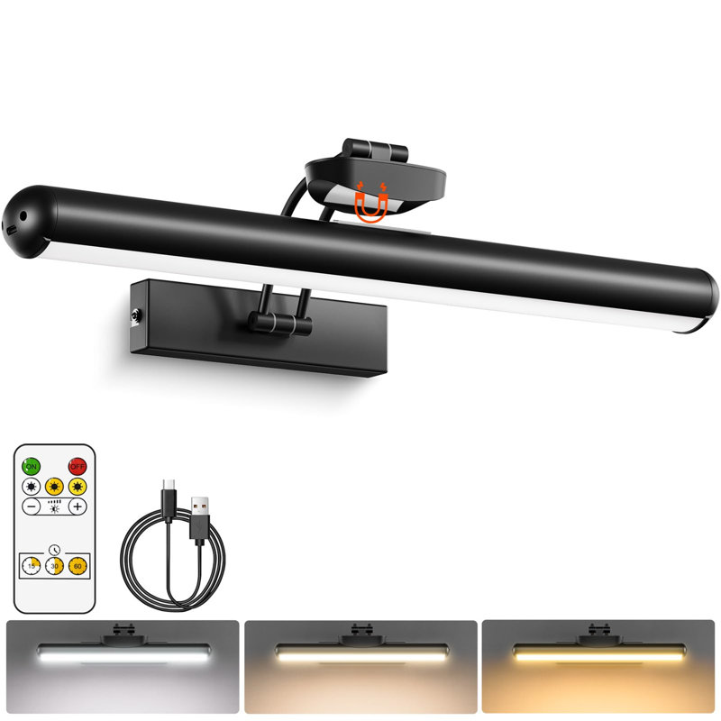 Battery Powered LED Wall Mount Picture Light, Matte Black