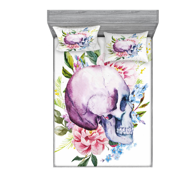 Ensemble de draps à fleurs mortes, Ensemble de draps pour lit double avec un drap-hou