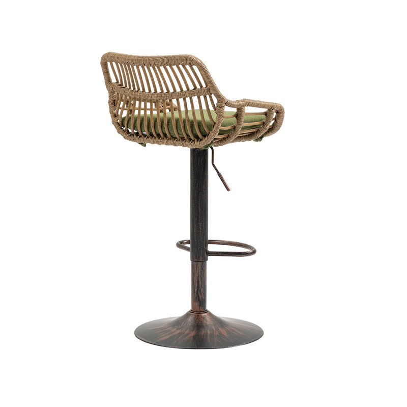 Swivel Upholstered Adjustable Height Counter Stool, Green