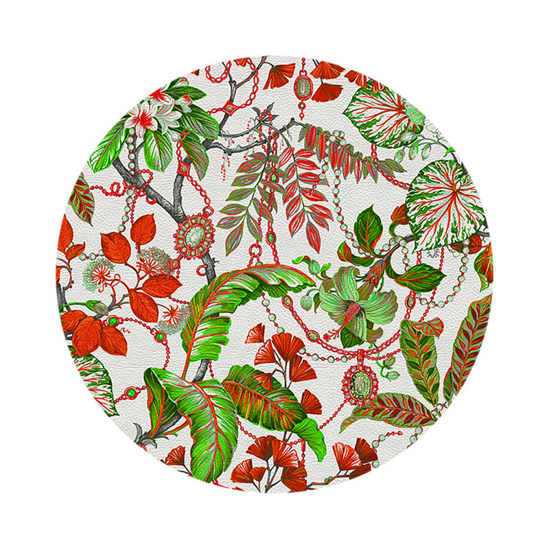 Plumeria Natural Pebble 16" Vinyl Placemat, Red