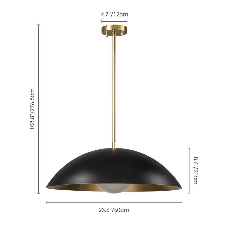 Lebone 1 - Light Matte Black Bowl Pendant (23.6''), 109" H x 23.6" W x 23.6" D