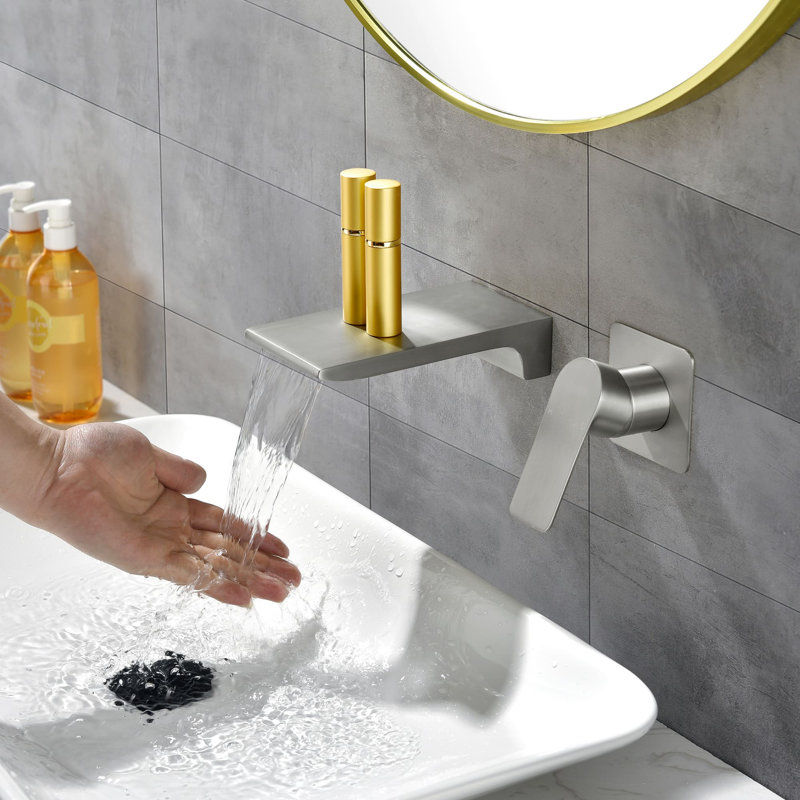 Wall Mounted Bathroom Faucet, Brushed Nickel