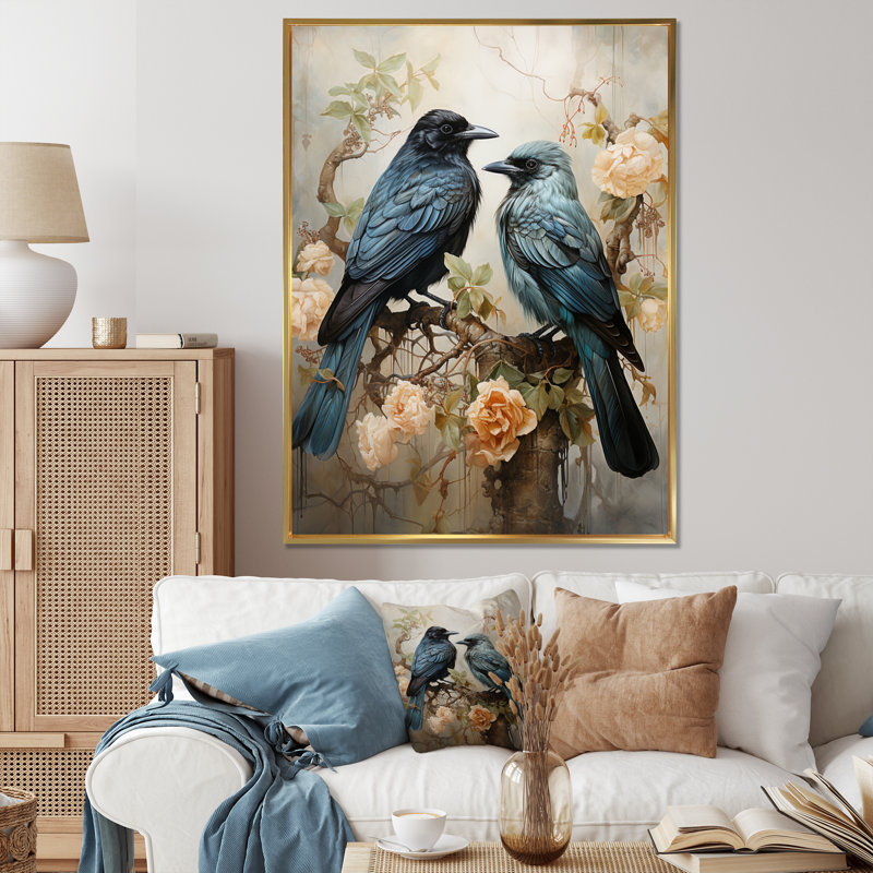 Kelvon Crow Serenity And Force II sur toile, H 40 po x l 30 po, Cadre flottant doré