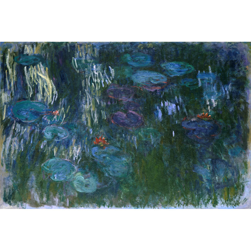 Water Lilies II by Claude O. Monet - Painting, 51 cm H x 76 cm W, Black Floater Framed