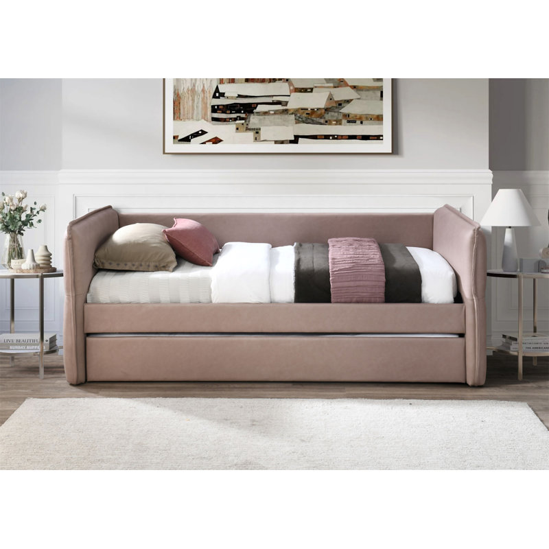 Daybed With A Trundle In Dusty Rose, Mauve