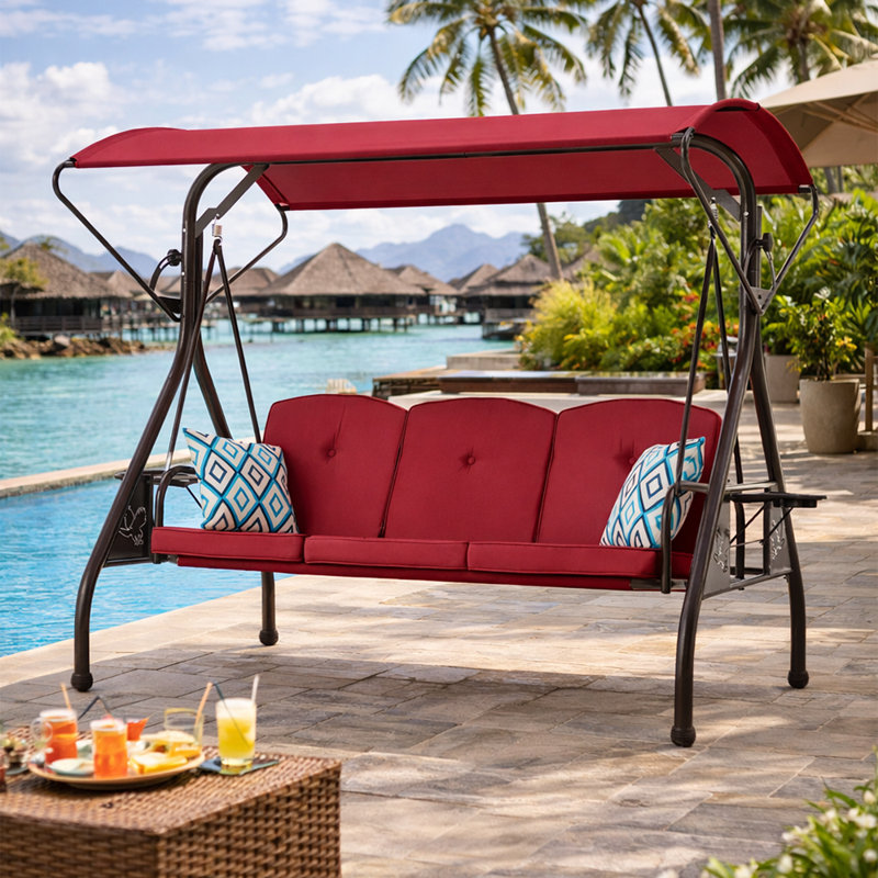 Balancelle à 3 places avec balancelle et chaise de patio, Rouge