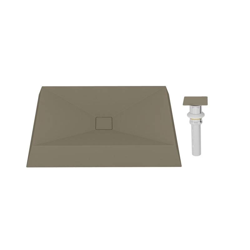 CASAINC Maple 18.5'' Concrete Rectangular Bathroom Sink, Taupe Clay