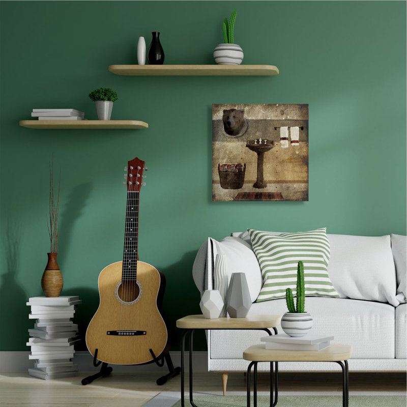 «Cabin Bathroom Country», reproduction, H 30 po x l 30 po x P 1,5 po, Toile tendue